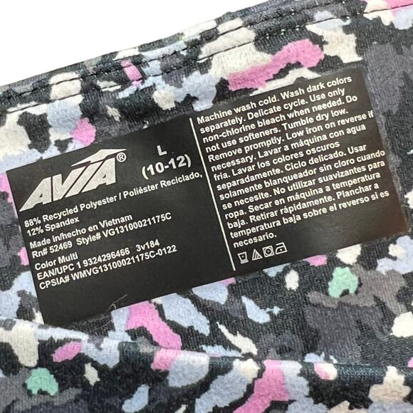 Avia Pink Blue Abstract High Waist Athletic Leggings Recycled Fabric L 10-12 - Picture 6 of 16